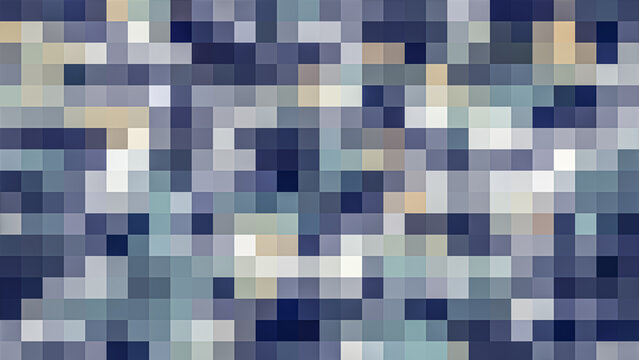 Abstract pixelated mosaic texture background, blue and grey pixel art pattern, modern digital square grid background