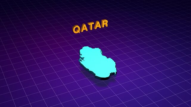 Qatar country map rotating in a 3d presentation