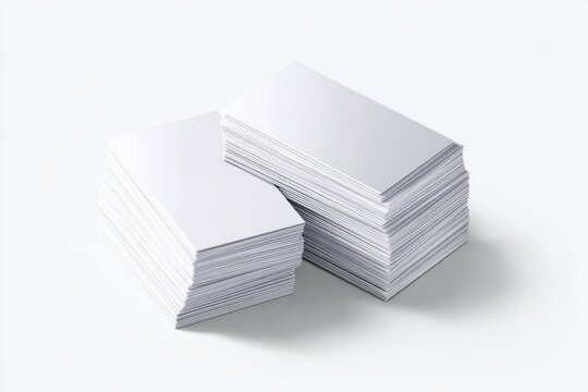 Stacks of Clean Blank White Cards on Minimal Background