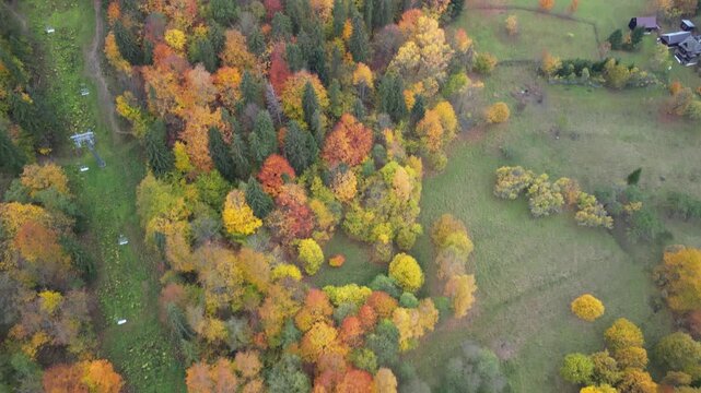 Szczawnica - Polska
Piękne jesienne widoki z Palenicy, g&oacute;rą nad Szczawnicą nagrne dronem. Kolorowe drzewa, Przełom Dunajca, Trzy Korony, Sokolica, chmury, pola, g&oacute;ry
