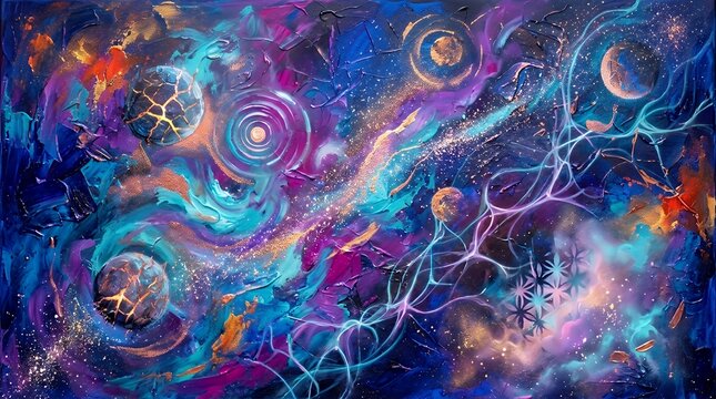 Surreal cosmic art with abstract textures and vibrant space elements for creative background and mystic visual design abstract space cosmic art surreal depiction universe background space theme