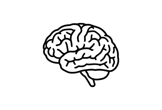 Print-ready brain vector clipart with bold black outline and simplified cerebral folds