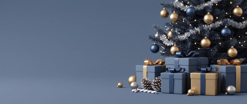Christmas background with christmas gifts decoration - 3d rendering