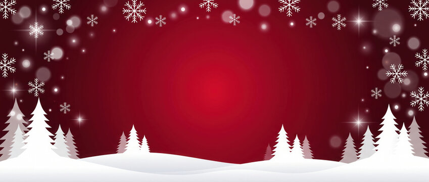 Christmas background design of pine tree and snowflake with snow falling in the winter vector illustration
