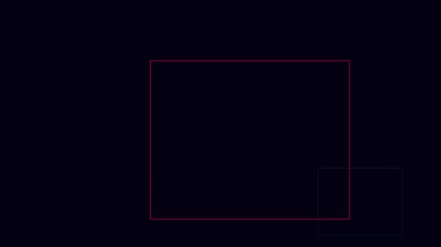 Minimalist neon square frames motion background, abstract geometric pulsing lines loop, modern digital interface overlay for tech presentations