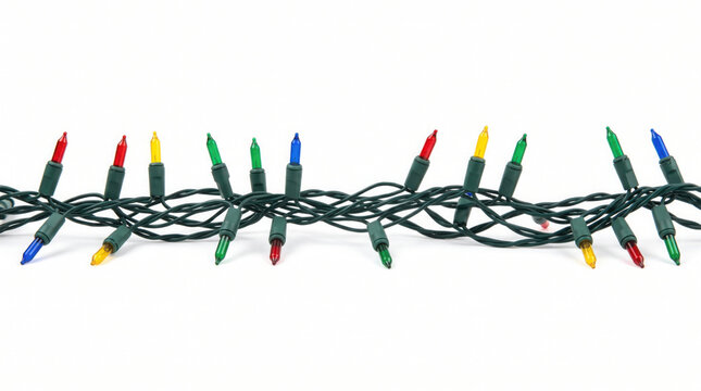 String of christmas lights isolated on white background With clipping path.