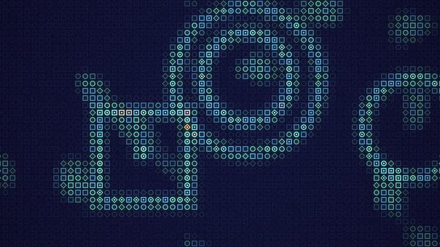 Digital LED Grid with Glowing Wave Pulses, Blue Technology Seamless Loop