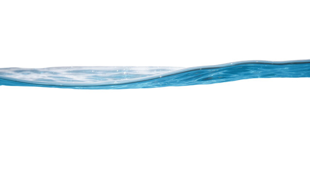 Isolated blue water surface with natural waves, ripples, and small splashes. Clear liquid motion.