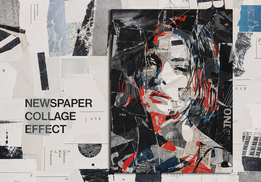 Newspaper Collage Photo Effect