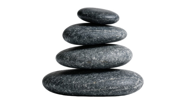 Isolated stack of smooth dark green and grey zen meditation stones for tranquility