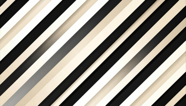 Abstract diagonal stripes in black, white, and beige
