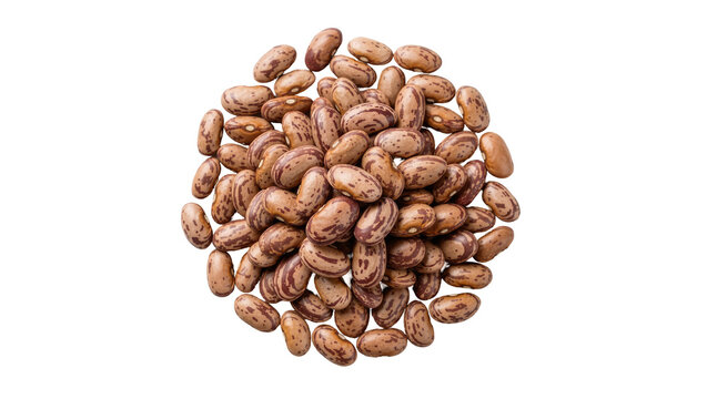 Isolated raw pinto beans, healthy whole food legumes for cooking, delicious ingredient.