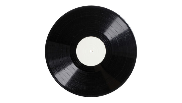 Isolated musical vinyl record with a blank label for customization and audio themes.