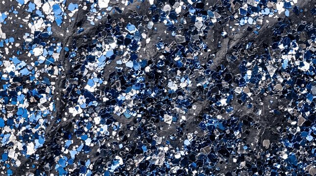 Blue glitter texture background featuring sparkling dark particles and shiny metallic flakes in abstract composition