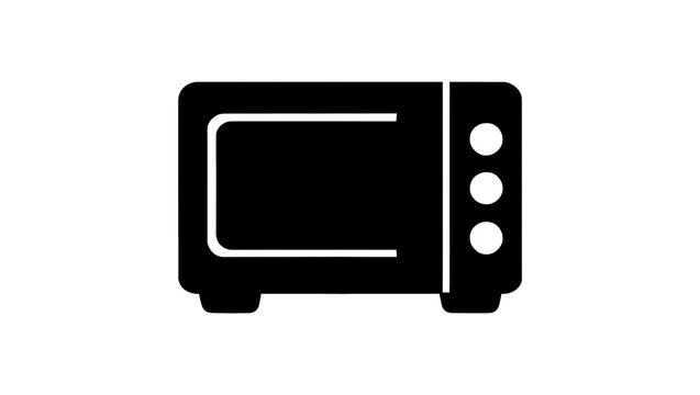 Isolated black microwave oven icon, modern kitchen appliance symbol for heating and cooking food