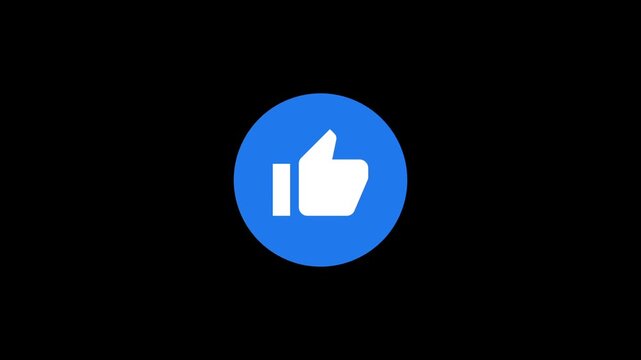 Clean blue and white thumbs up hand gesture animation featuring a scalable vector graphic with a rhythmic seamless looping motion designed for social media approval and positive user feedback