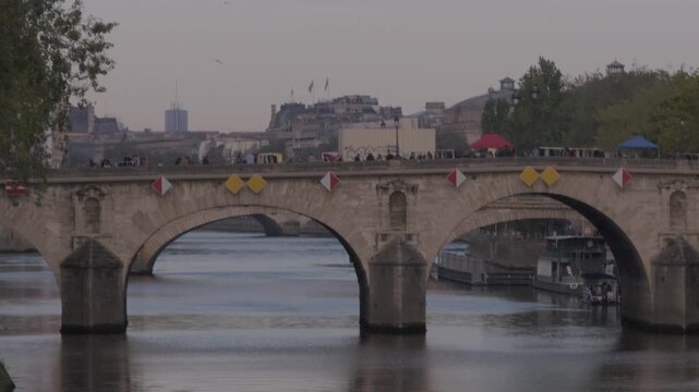 Paris,France - October 4, 2026: Pont Marie on River Saine viewed from Pont de Sully
