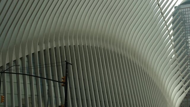 Modern facade in the form of white curved lines