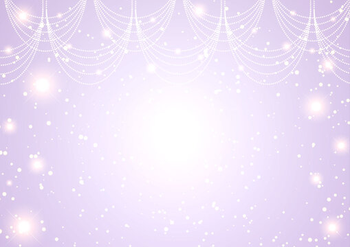 Purple glittery background with glowing light garland and sparkles for luxury princess or romantic party concept
