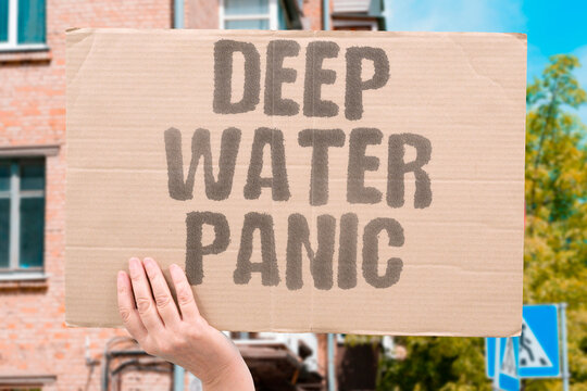 "Deep water panic" Swimmers flail when the pool floor suddenly drops away. WATER. PANIC. SWIMMERS. POOL. FEAR.