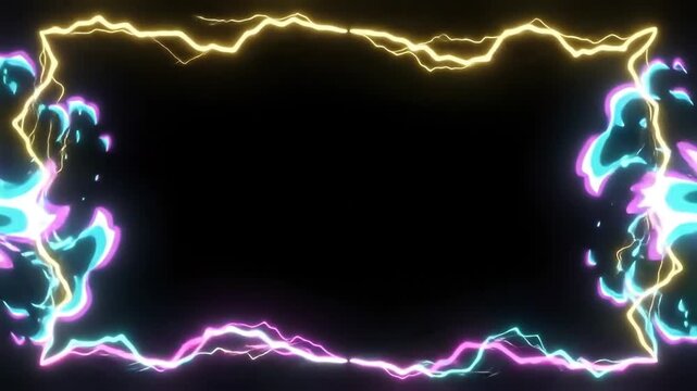 Neon Lightning Border With Manga Speed Lines For Action Video
