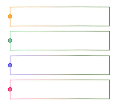Colorful dot point horizontal rectangle blank box frame list set