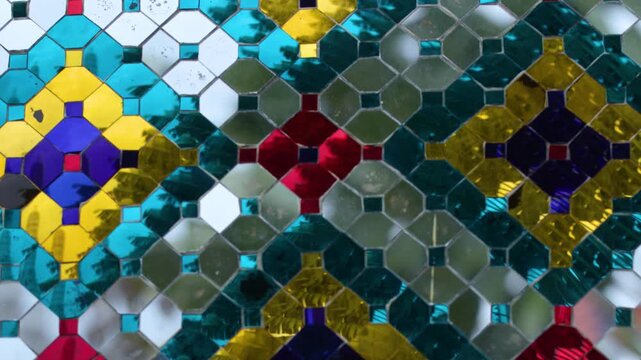 Colorful Mirror Glass Mosaic Pattern on Thai Architecture