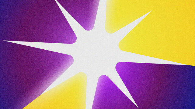 Star shape with purple and yellow gradient background. Grunge, noisy, or grainy background effect. Abstract minimal and modern background illustration.