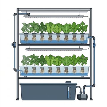 Indoor Hydroponic Vertical Farming System Illustration Vector Background Isolated on White