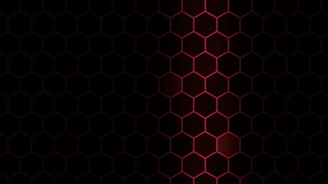 Animierter Hexagon Raster Hintergrund mit Lichtstreifen als nahtlose