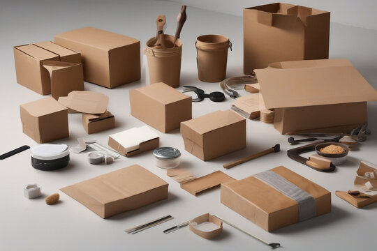 Handmade goods displayed on cardboard boxes