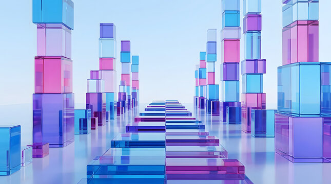 Futuristic blue purple glass transparent modern abstract background design