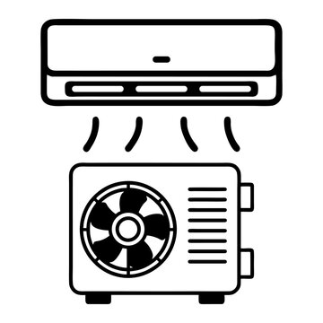 black and white AC and compressor icons