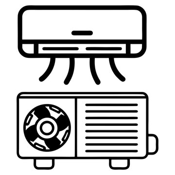 black and white AC and compressor icons