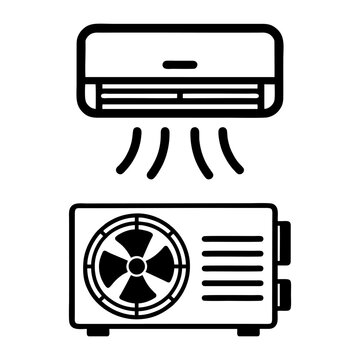 black and white AC and compressor icons