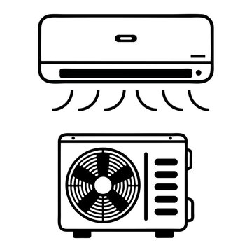 black and white AC and compressor icons