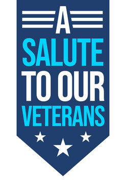 A salute to our veterans patriotic banner design with stars and stripes isolated backdrop for remembrance, transparent png