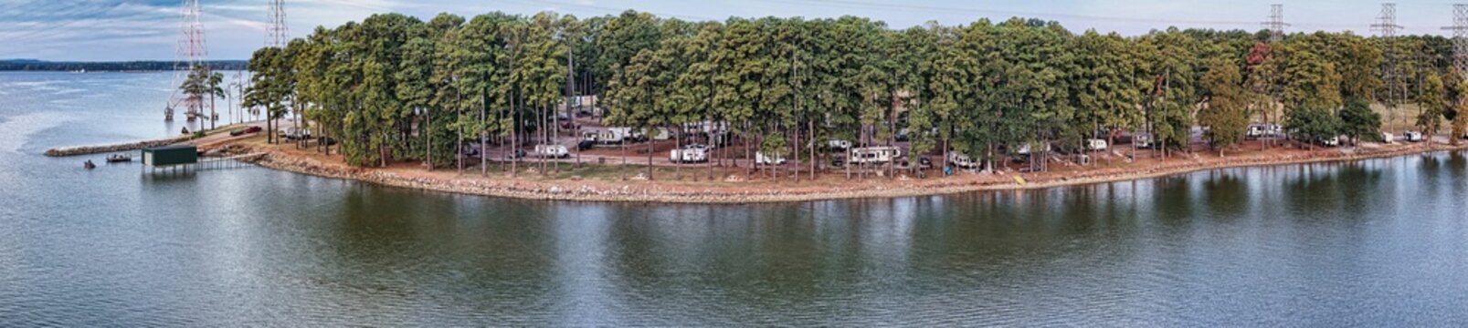 Panorama view of the Cowford County Campground Along the Tennessee River in Alabama