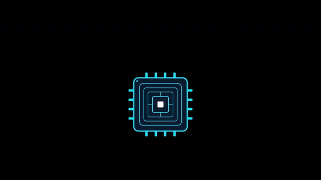Digital rfid chip animation set with signal waves alpha channel. 4K video