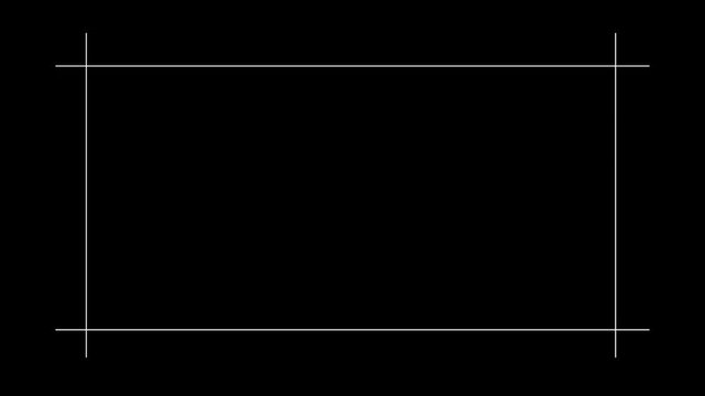 clean white lines drawing a rectangular frame animation border effect.