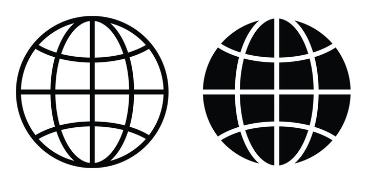 Globe icon vector symbol in Line Art Style for Design, Presentation, Website or Apps Elements.