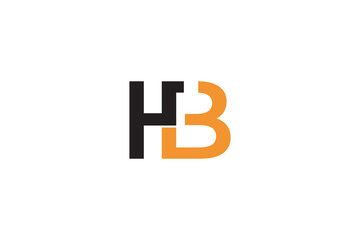 Abstract letter H and B monogram logo vector icon with creative orange black HB connection design © asmaulart38