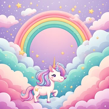 rainbow and clouds , birthday theme card