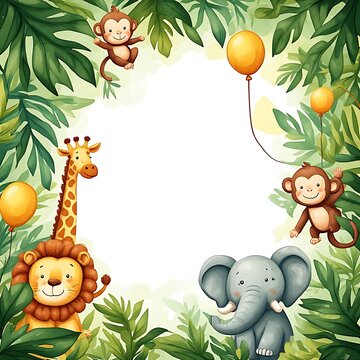 INVITATION BIRTHDAY CARD FOR KIDS , ANIMALS THEME