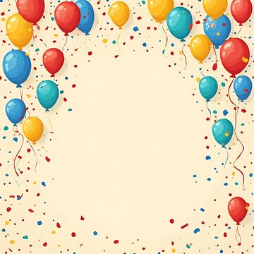 party balloons background, INVITATION BIRTHDAY CARD