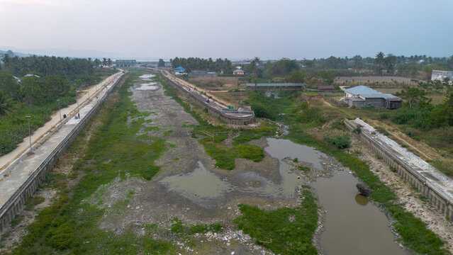 Aerial View of a Dried Up River Bed
