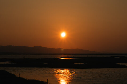 Golden Sunset Over a Calm Lake