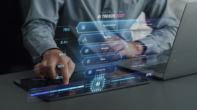 Future of AI in 2027 with mainstream AI-native applications, scaling agents and emerging efficient inference on edge and cloud. Foretell.