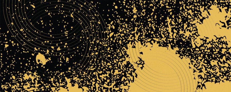 Gold glitter texture on a black background. Holiday background. Golden explosion of confetti. vector illustration