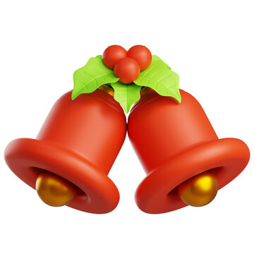 Christmas Red Jingle Bells 3D Illustration